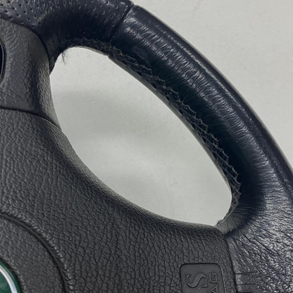 Genuine Rover Mini Leather Steering Wheel w/ Airbag Mount 1997+ Green MINI Badge Used
